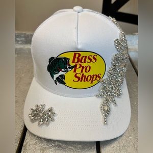 Custom Swarovski Bling Bass Pro SnapBack cap/hat! WHITE